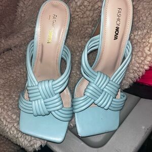 Fashion Nova Light Blue Knotted Heels